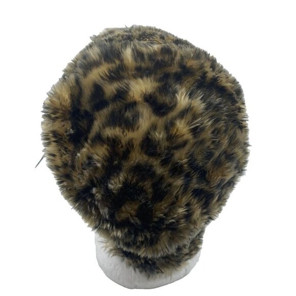 VTG Fair Weather Fairweather Animal Print Faux Fur Hat Size M 57 CM Mob Wife - Picture 5 of 14